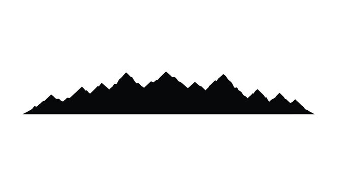 Mountain range shape in black silhouette against a white background a minimalist landscape depiction silhouette mountains ranges peak