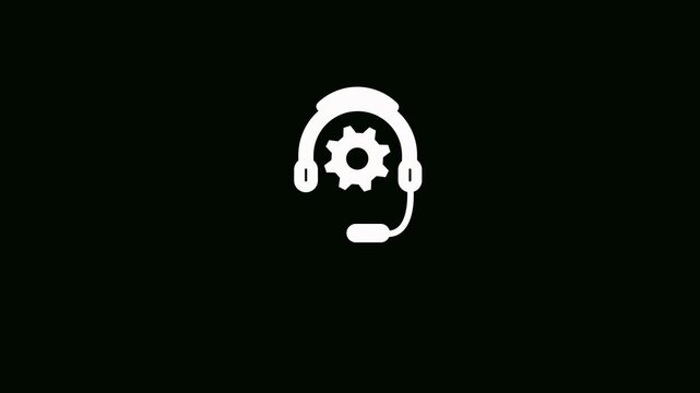 Headphone with gear Icon animation concept . 4k