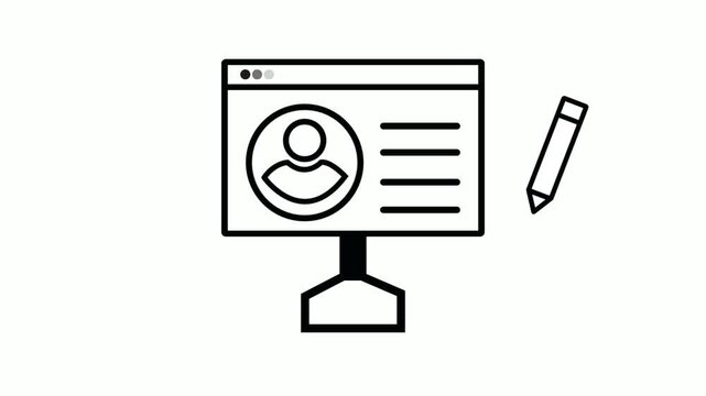 Online registration animated icon for user, person, people, profile, account, avatar or member identity information. Personal data, digital form animation.4k 