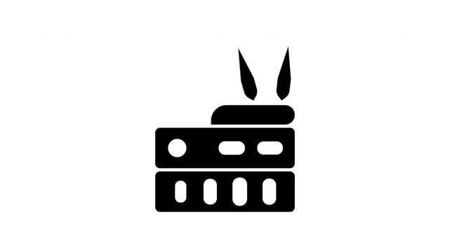 Animated network hardware device switch and router. Clean line graphic vector animation for IT infrastructure configuration and data server.