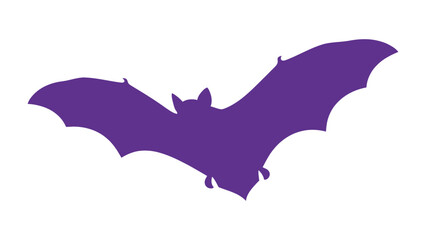 Purple Bat Silhouette: A striking purple silhouette of a bat in flight, its wings outstretched, ready to take to the night sky, a symbol of Halloween and mystery. © Robaba