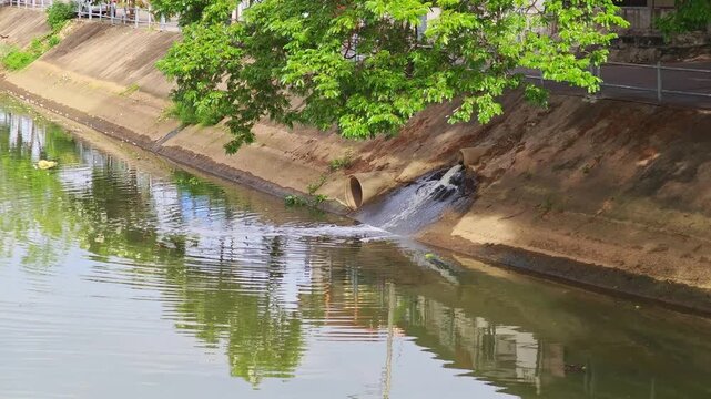 Wastewater flowing into a river