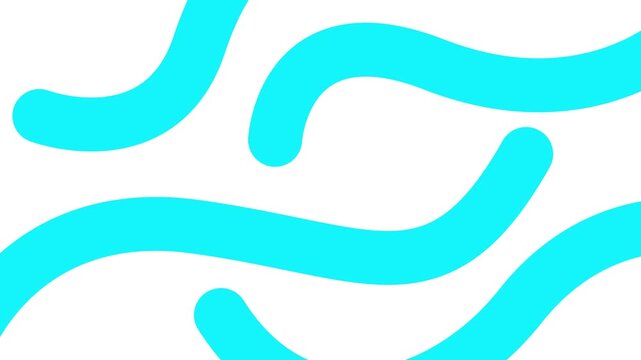 Animated blue decorative wavy lines is drawn. Linear background. Looped video. Vector illustration isolated on white background.