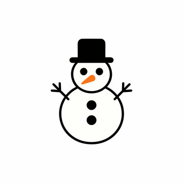 Simple Snowman Icon Silhouette Vector Illustration