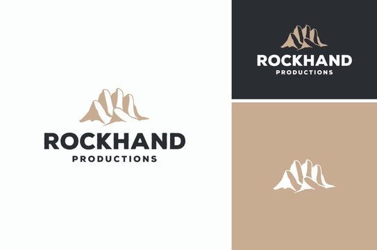Stones or Rock Hill with open palm gesture or outstretched hand shape for Charity logo design