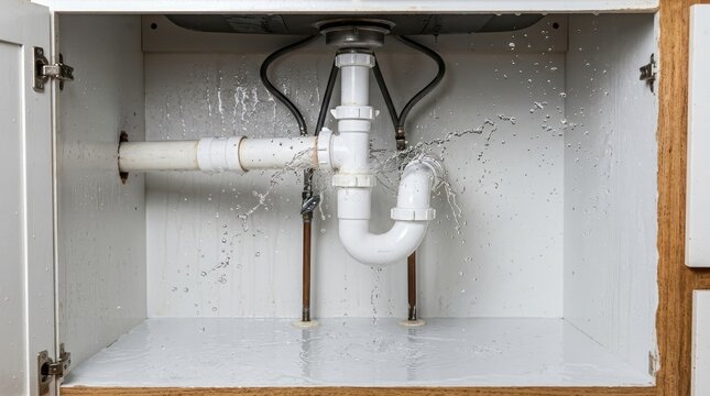 Leaking ptrap pipe under a kitchen sink