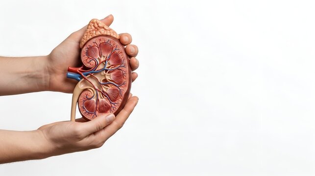 Detailed Cross-Section Human Kidney Anatomy Model on White Background