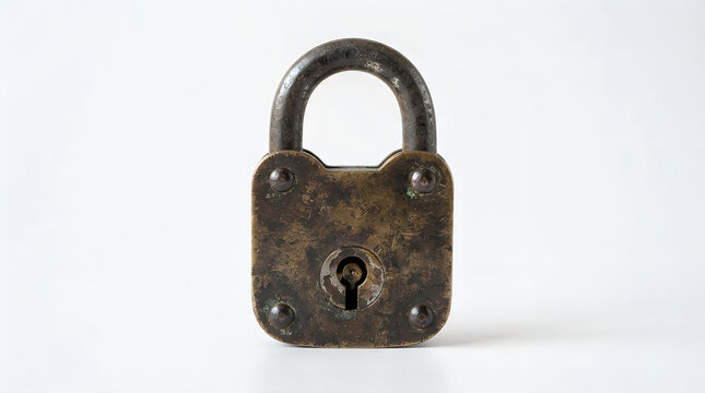 Old rusty metal padlock on a bright background illustration