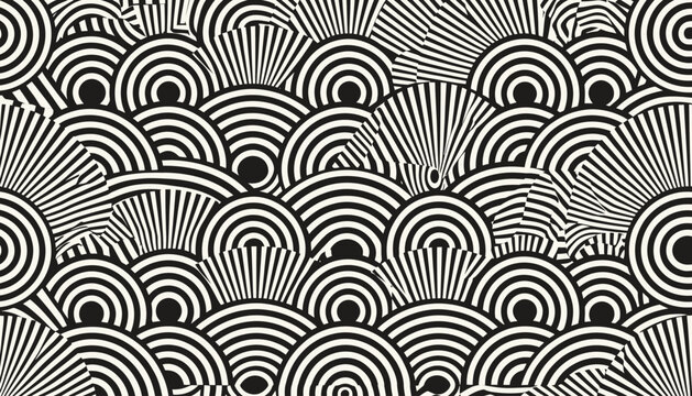 Geometric fan and semicircle pattern illustration