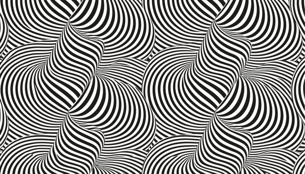 Abstract Geometric Swirl Pattern with Optical Illusion Effect