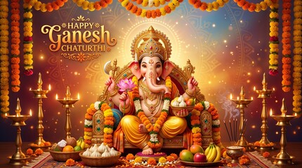 Fototapeta premium Ganesh Chaturthi background 