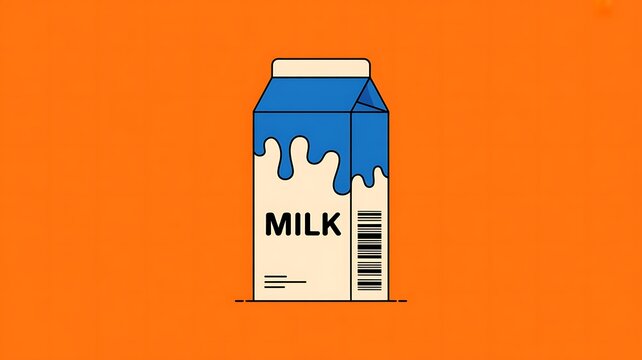 Milk carton box illustration with blue liquid splash