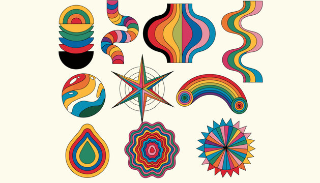 Retro Abstract Geometric Shapes Vector Collection