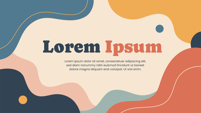 Modern abstract background with fluid organic liquid shapes, pastel earthy color palette, and copy space. Vector design template for banners, presentations, covers, and landing pages.