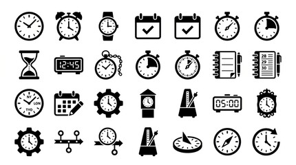 Fototapeta premium Collection of various timekeeping devices and concepts, illustrating the passage of time and scheduling.