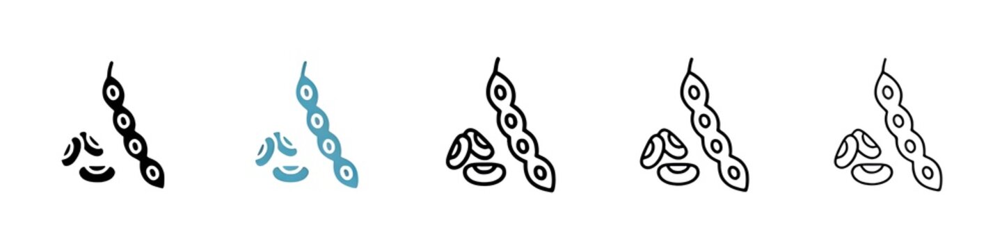 Legume vector icon set. Legume adzuki bean for UI designs. Thin line customizable illustration. Contour symbol. Vector isolated outline drawing. Editable stroke