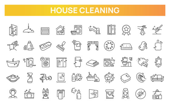 Home cleaning icons. Clean up the house
