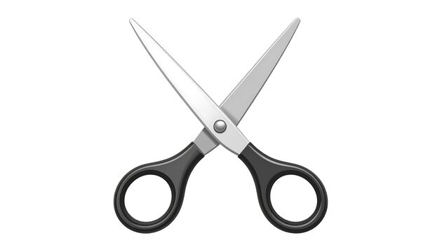 A pair of black-handled scissors with sharp silver blades