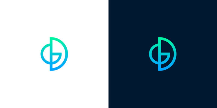 Modern geometric letter G monogram logo for corporate branding or technology startup identity on light and dark backgrounds