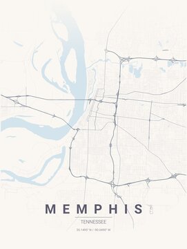 Modern Memphis City Map Poster Design, Pastel Dream Style Urban Street Grid Cartography