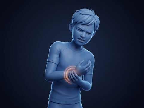 Young man experiencing sudden wrist pain illustration