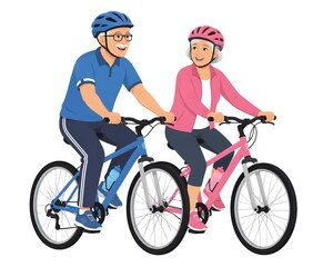 Fototapeta premium Active Aging Concept with Elderly Couple on Bicycles
