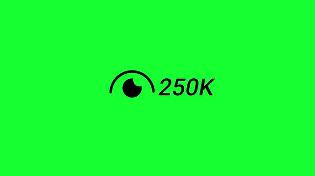 Social Media Reels View Counter Animation from 0 to 400K (Four Hundred Thousand) on Green Screen with Views Growth, Social Proof Boost and Real View Count Up Animation, Number Counter in 4K.