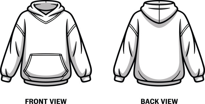 Hoodie design template front and back view for apparel mockups