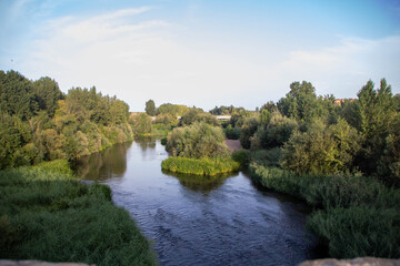 Fototapeta premium Panoramic view of Salamanca skyline from the Roman Bridge
