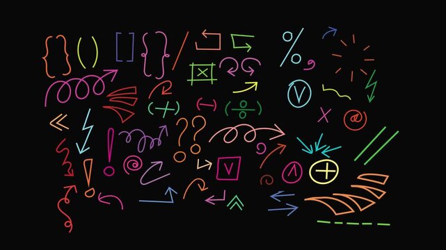 Creative Arrow Doodles, Hand Drawn Symbols Set, Colorful Sketch Icons
