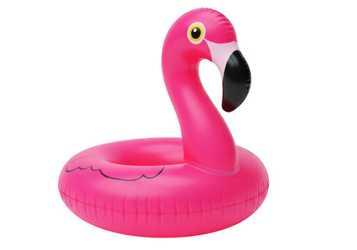 Pink flamingo floatie on water
