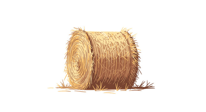 A single hay bale on a white background for design use