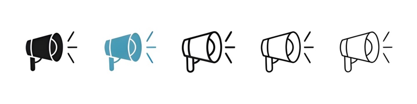 Megaphone vector icon set. bullhorn line icon. propaganda announcement loudspeaker icon. marketing attention megaphone vector icon for Ui designs. illustration. Contour symbol. Editable stroke. Vector