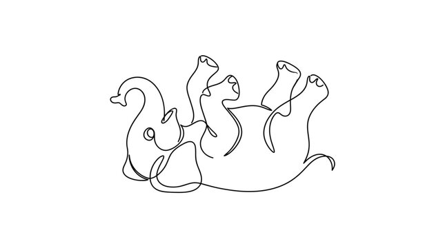 Continuous single line drawing of an elephant lying on its back with elephant wildlife continuous minimalist