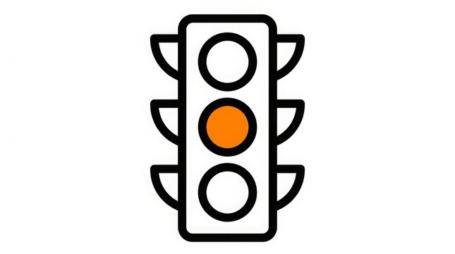 Traffic - Orange Yellow Amber Traffic Light Signal Icon Illuminated Middle Caution Warning Symbol