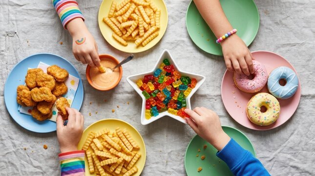 Children eating snacks together at a table