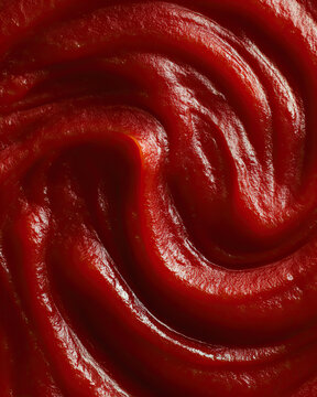 Smooth glossy red tomato paste or sauce swirl texture background