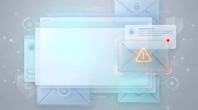 EmailSecurityFrame-WhiteBlue-GlassMail-CyberAwarenessPoster-CleanInboxBackground