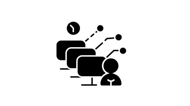 Data packet queue management system animated outline symbol. Looping graphic showing data traffic prioritization, bandwidth optimization, and sorting.