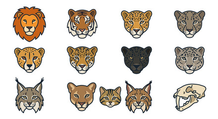 Big Cats and Wild Felines Collection: Lion, Tiger, Leopard, Panther, Cheetah, Lynx, Puma © Ojing