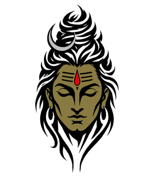 Lord Shiva Meditating Face Jata Silhouette Graphic