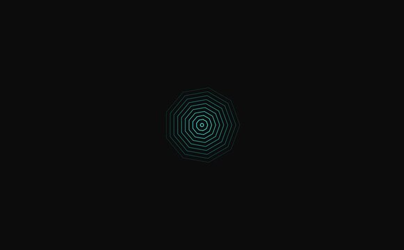 spiral radio wave station signal animation on black background. Radio Waves in Circle Form, Radio wave signal and sound wave radio waves screen animation on black background . Radial fade 