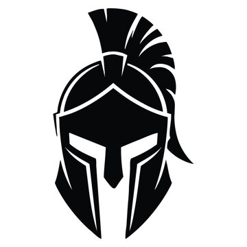 Front view vector illustration of spartan warrior helmet logo icon with sparta knight symbol for battle themes