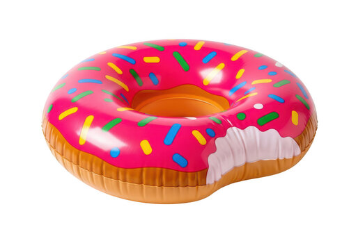 Delicious pink frosted doughnut with bite taken