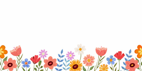 Floral ornament with colorful wildflowers on a white background © Raju