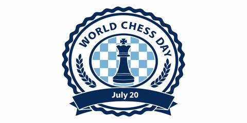 Chess Emblem With Bishop Laurel Wreath And Ribbon Banner Illustration © Raju