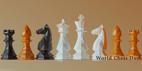 Geometric Chess Pieces Lineup A Modern Vector Illustration © Raju