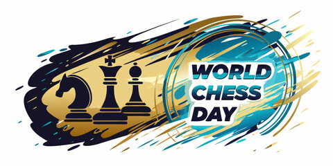 Chess Pieces With Brushstrokes And Typography Vector Illustration © Raju