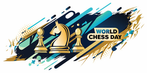Chess Pieces With Brushstroke Background Vector Illustration © Raju
