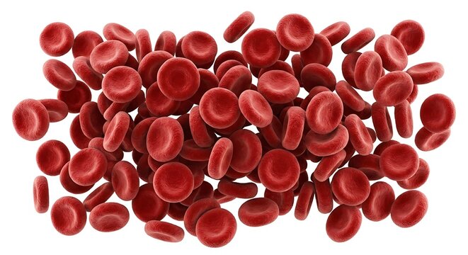 Red blood cells isolated on white background
